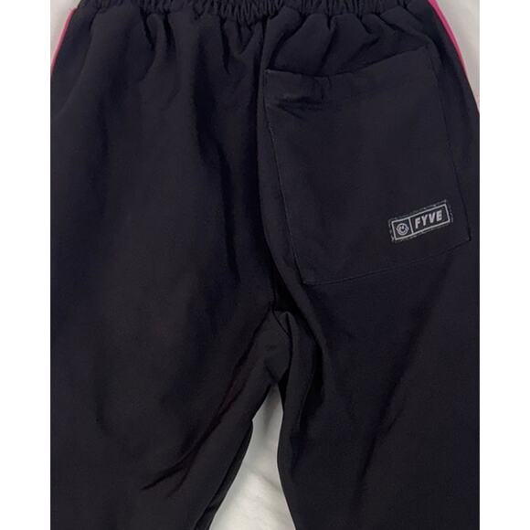 Fyve Black Womens Small Fleece  Lined Softshell Snowboard Pants Pink Stripe - Picture 5 of 8